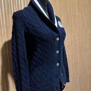 Navy Blue Cable Knit Women's Sweater